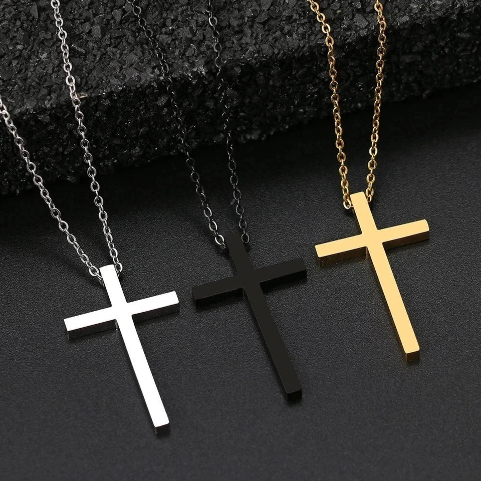 Sterling Silver Cross Pendant Necklace Women Men Girls Jewellery Gift